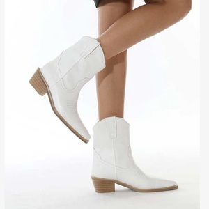 Short white cowboy boots
